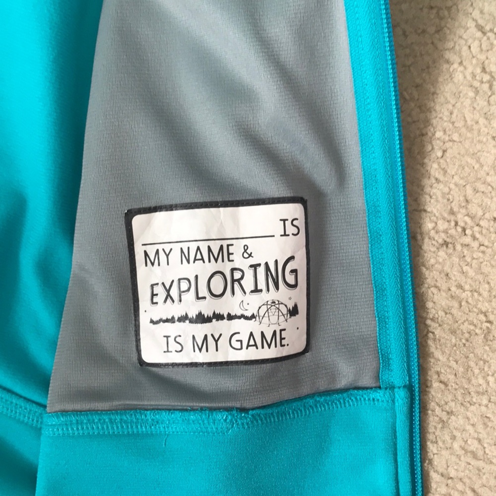 Two-toned Blue-Green Sports Zipper Hoodie - Picture 5 of 5
